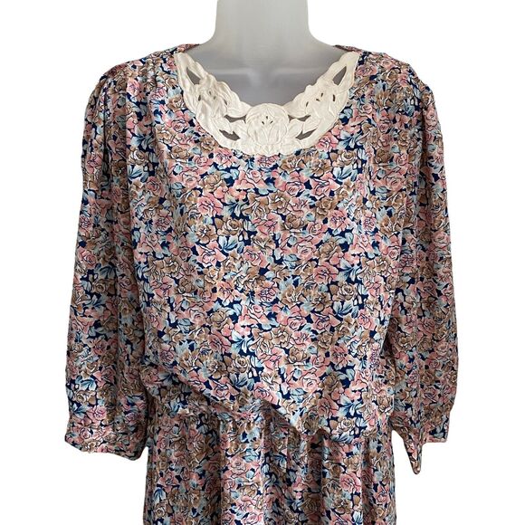 Blake Elizabeth 12 Vintage Dress Floral Print Long Sheath Flowy VTG - Picture 5 of 12